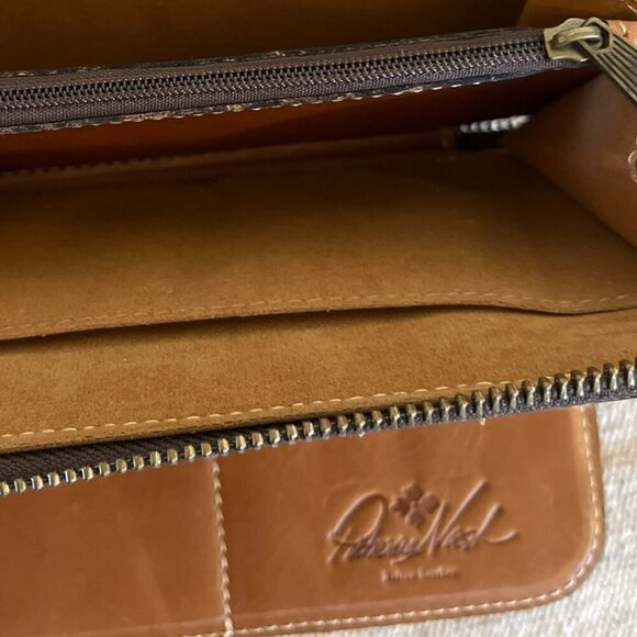 Patricia Nash Leather Floral Oria Snake Print Zipper Billfold Wallet /Clutch - Picture 6 of 7